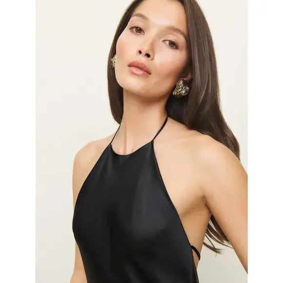 Reformation Jeany Silk Dress Black - Picture 2 of 12